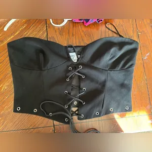 Princess Polly Lace Up Corset Crop Top Size 6 Black Grommet thumbnail 12