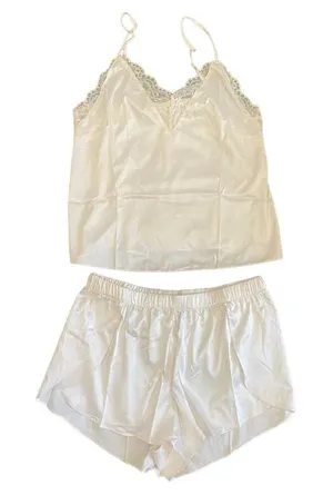 Adore Me Lainey Cami and Short Set in White, Size S thumbnail 1