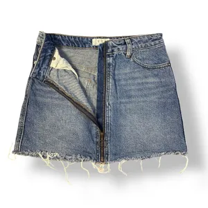 Free People Zipper Front Denim Mini Skirt Womens Size 24‎ Blue Festival thumbnail 4