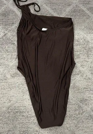Good American New Shine One Shoulder Brown One Piece Swimsuit 2 MISSING BELT thumbnail 8
