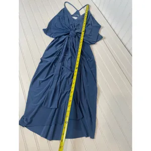 NWT MISA Los Angeles Blue Jersey Knit Sleeveless Cocktail Mini Dress Draped XS thumbnail 3