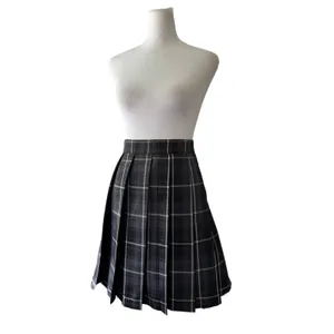 Current Mood Gray, Black & White Plaid Knee Length Skirt w/ Unfinished Hem thumbnail 3