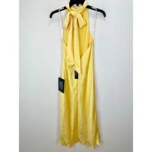 Lulus Exceptional Status Yellow Halter Backless Slip Midi Dress Small NWT thumbnail 13