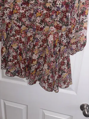 Entro Floral Print V-Neck Long Sleeve Dress Peasant thumbnail 6
