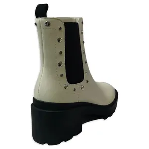 Time and Tru Womens Chelsea Boots Size 6 Winter White Studded Side Zip Comfort thumbnail 5