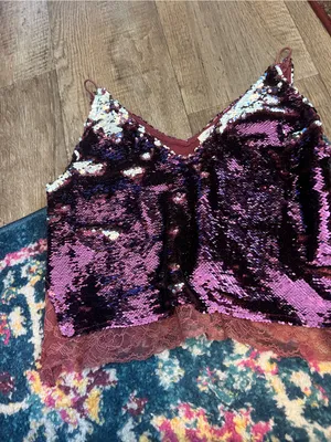 Free people intimately Women's Purple Sequin Lace Cami Top thumbnail 5