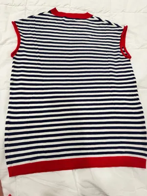 Navy, White, and Red Boutique Sweater Top thumbnail 3