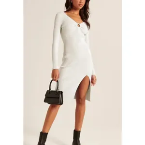 Abercrombie & Fitch O-Ring Cutout Midi Dress Womens XS White Quiet Luxury Fall thumbnail 15