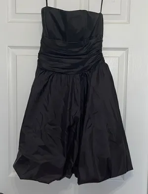 David’s Bridal Black Strapless Bubble Hem Mini Dress thumbnail 1