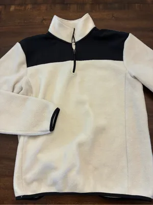 Zyia Active Fleece Pullover Quarter Zip Sweatshirt Women’s Large Cream Black thumbnail 1