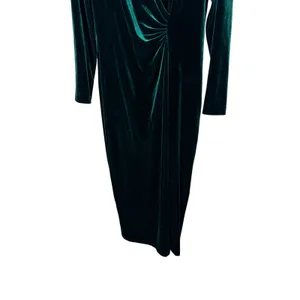 Vintage Robbie Bee 90s Womens Dark Green Velvet Maxi Dress Long Sleeve Size L thumbnail 3