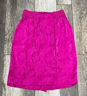 Adrianna Papell Fuchsia Pink Silk Skirt With Floral Design Size 8 thumbnail 1