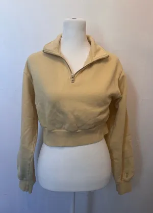 Aritzia TNA CozyFleece Half Zip Crop Sweatshirt Extra Small Yellow thumbnail 1