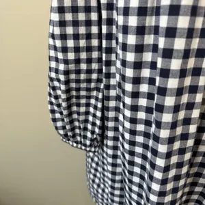 Abercrombie and fitch off‎ the shoulder gingham dress M blue white Check Smock thumbnail 5