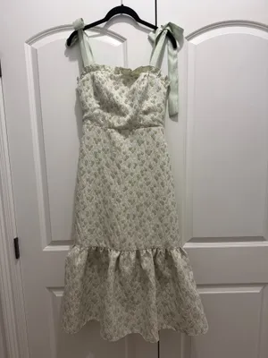 Green floral midi dress size small thumbnail 4