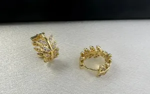 13mm Small CZ Leaf Hoop Earrings for Women thumbnail 3