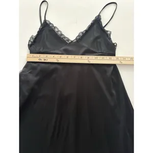 Vintage Miss Selfridge Sheer Slip Dress Black Lace Cut Out Side Nightgown thumbnail 9