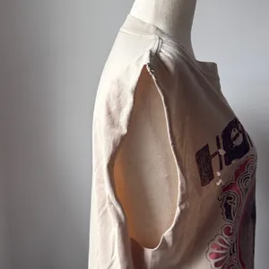 Goodie Two Sleeves Women's Sleeveless Muscle Tee in Light Beige Hendrix Graphic Distressed Tank thumbnail 4