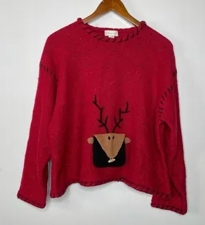 Northern Isles Reindeer Sweater‎ Large Red thumbnail 1