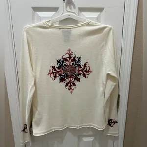 Harley Davidson Sweater cream Scrolled Fleur De Lis Size XL thumbnail 12