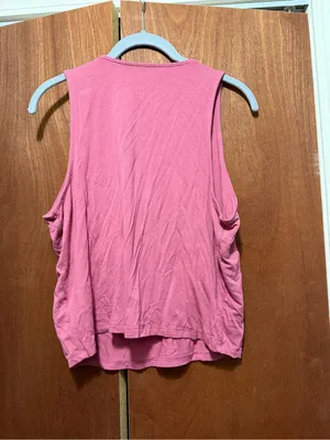 Pink Draped V-Neck Sleeveless Top thumbnail 3