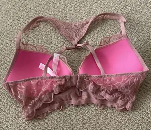 NEW Victoria’s Secret PINK Date Push-Up Lacy Notch Front Bralette Mauve 32C NWOT thumbnail 3