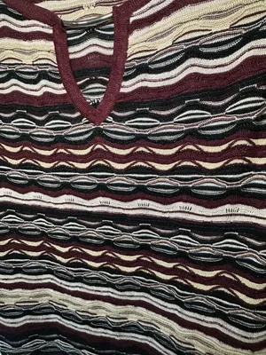 White House Black Market Striped Keyhole Knit Tunic Sweater Maroon Black Size M thumbnail 5