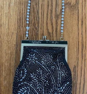 Vintage Golden Name Beaded Evening Bag Purse thumbnail 2