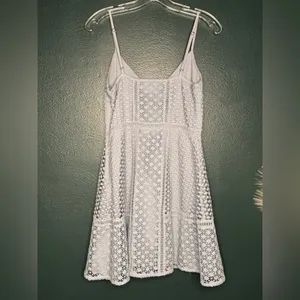 Abercrombie & Fitch Baby Blue Eyelet V-Neck Summer Beach Mini Dress thumbnail 3