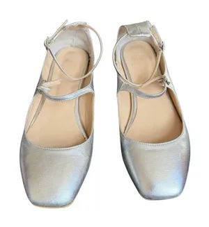 Peche Nico Heels Silver Size‎ US 7.5 /8 Mary Jane Style Strap Small Heel thumbnail 1