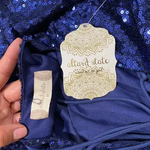 Altar’d State Navy Sequin Mini Dress M Puff Sleeve Open Back Party thumbnail 5
