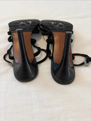 Donald J Pliner Couture Y2K Black Suede Strappy Heels Italy Size 8 thumbnail 6