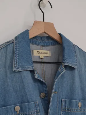 Madewell Denim Tie Waist Jumpsuit Medium Wash Blue S thumbnail 4