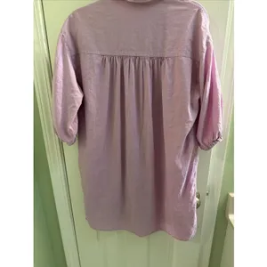 Young Fabulous and Broke Women's Linen Button Up Dress Sz XS Linen‎ Blend Lavender Tunic Shirt Dress thumbnail 5