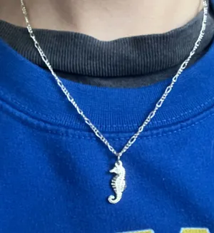silver seahorse necklace thumbnail 1