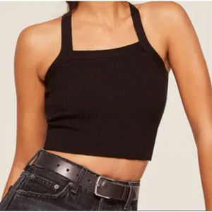 ✨Reformation Lyra Black Ribbed Cropped Sz Medium Top✨ thumbnail 4