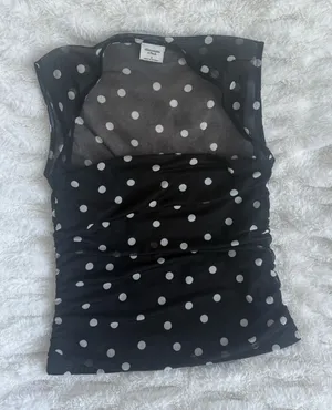 Abercrombie & Fitch Black Polka Dot Mesh Camisole thumbnail 1