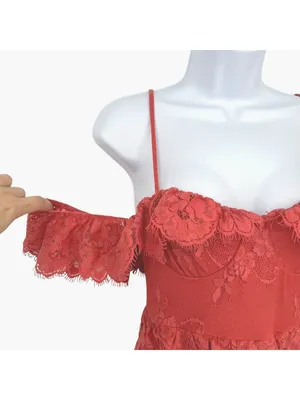 Lovers + Friends Blake Lace Ruffle Rose Pink Midi Dress Size XS Romantic Boho thumbnail 9