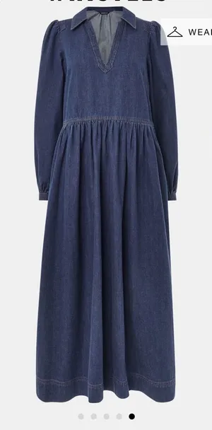 Whistles Blue Maxi Dress Denim Rina Trapeze size 6 thumbnail 1