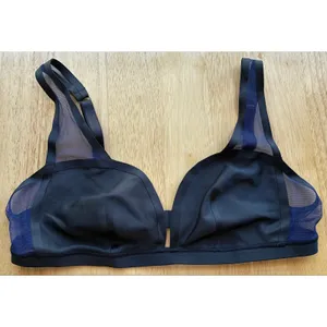 Victoria's Secret Bralette Satin Mesh Black Blue XL NWOT thumbnail 1