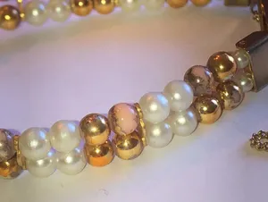 Geneva Gold Tone Faux Pearls Vintage Retro Wind Up Watch Wristwatch thumbnail 6