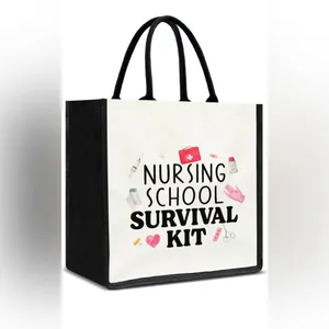 Source Unknown Nursing School Survival Kit Canvas Tote Bag NWT Reusable Multiple Use Tote thumbnail 6