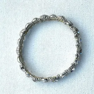 Silver tone rhinestone stretchy bracelet thumbnail 5