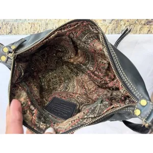 Vintage Fossil Black Leather Multi-Pocket Shoulder Bag Y2K Satchel thumbnail 6