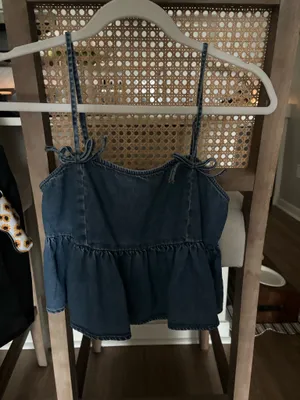 American Eagle Outfitters Denim Blue Peplum Cami thumbnail 3