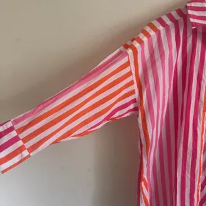Beach Riot Revolve Alexa Pink Orange Stripe Cotton Button Down Swim Cover Up thumbnail 5