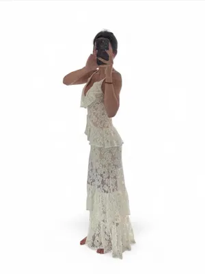 Hello Molly White Maxi Lace Ruffle Dress thumbnail 4
