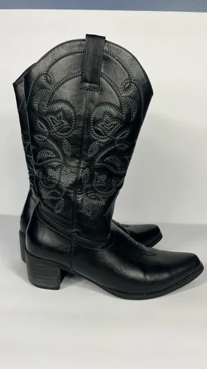 Faux Leather Cowboy Boots Embroidery Detail Women’s Size 7.5 thumbnail 10