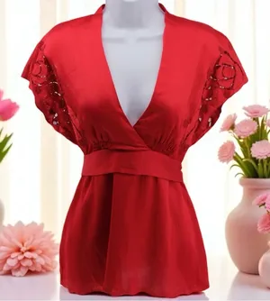 Y2K BCBGMaxAzria Cherry Red Babydoll Sweetheart Tieback Blouse Eyelet Size‎ S thumbnail 1