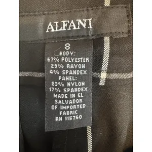 Alfani Windowpane Plaid Pants Women 8 Black White Straight Leg Stretch Trousers thumbnail 7